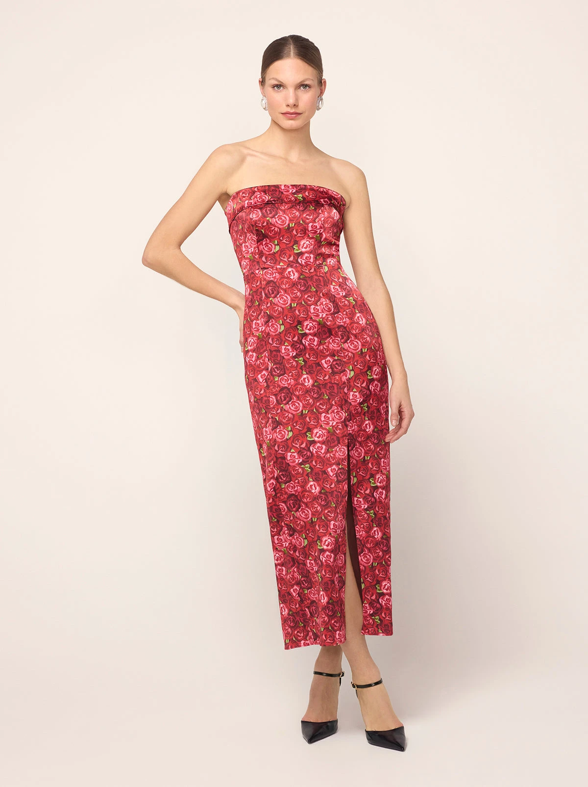 Marcelle Red Roses Print Dress 2 Marcelle Red Roses Print Dress - Image 2