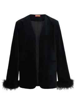 Marlene Black Velvet Feather Blazer 16 Marlene Black Velvet Feather Blazer -Kitri Studio marlene black velvet feather blazer by kitri studio 46357356577068