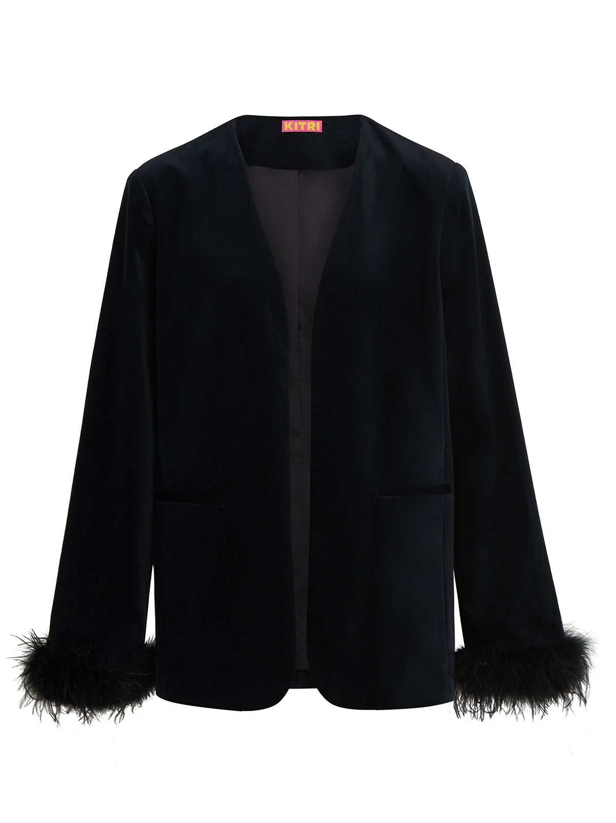 Marlene Black Velvet Feather Blazer 8 Marlene Black Velvet Feather Blazer - Image 8
