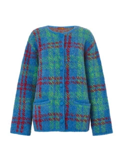 Pandora Blue Check Bouclé Knit Cardigan 13 Pandora Blue Check Bouclé Knit Cardigan -Kitri Studio pandora blue check boucle knit cardigan by kitri studio 42063995404588