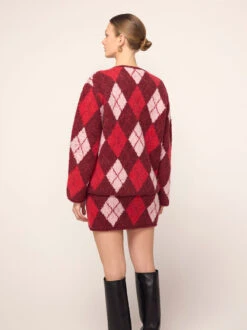 Susan Burgundy Argyle Knit Mini Skirt 7 Susan Burgundy Argyle Knit Mini Skirt -Kitri Studio pandora burgundy argyle knit cardigan by kitri studio 46357695988012