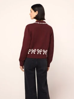 Polly Burgundy Bow Knit Cardigan 7 Polly Burgundy Bow Knit Cardigan -Kitri Studio polly oxblood bow knit cardigan by kitri studio 46357890236716