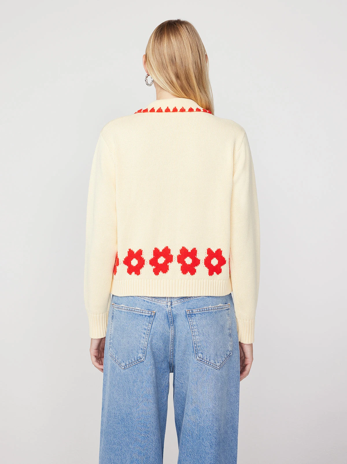 Polly Red Tiled Floral Cardigan 2 Polly Red Tiled Floral Cardigan - Image 2