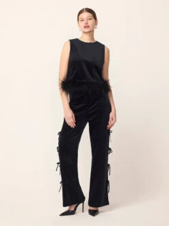 Rosamund Black Velvet Trousers -Kitri Studio rosamund black velvet trousers by kitri studio 46357507309868