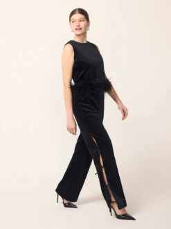 Rosamund Black Velvet Trousers -Kitri Studio rosamund black velvet trousers by kitri studio 46357507408172