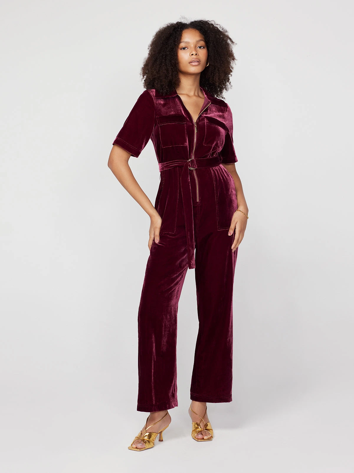 Serena Burgundy Velvet Jumpsuit 1 Serena Burgundy Velvet Jumpsuit