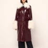 Simone Burgundy Vinyl Coat