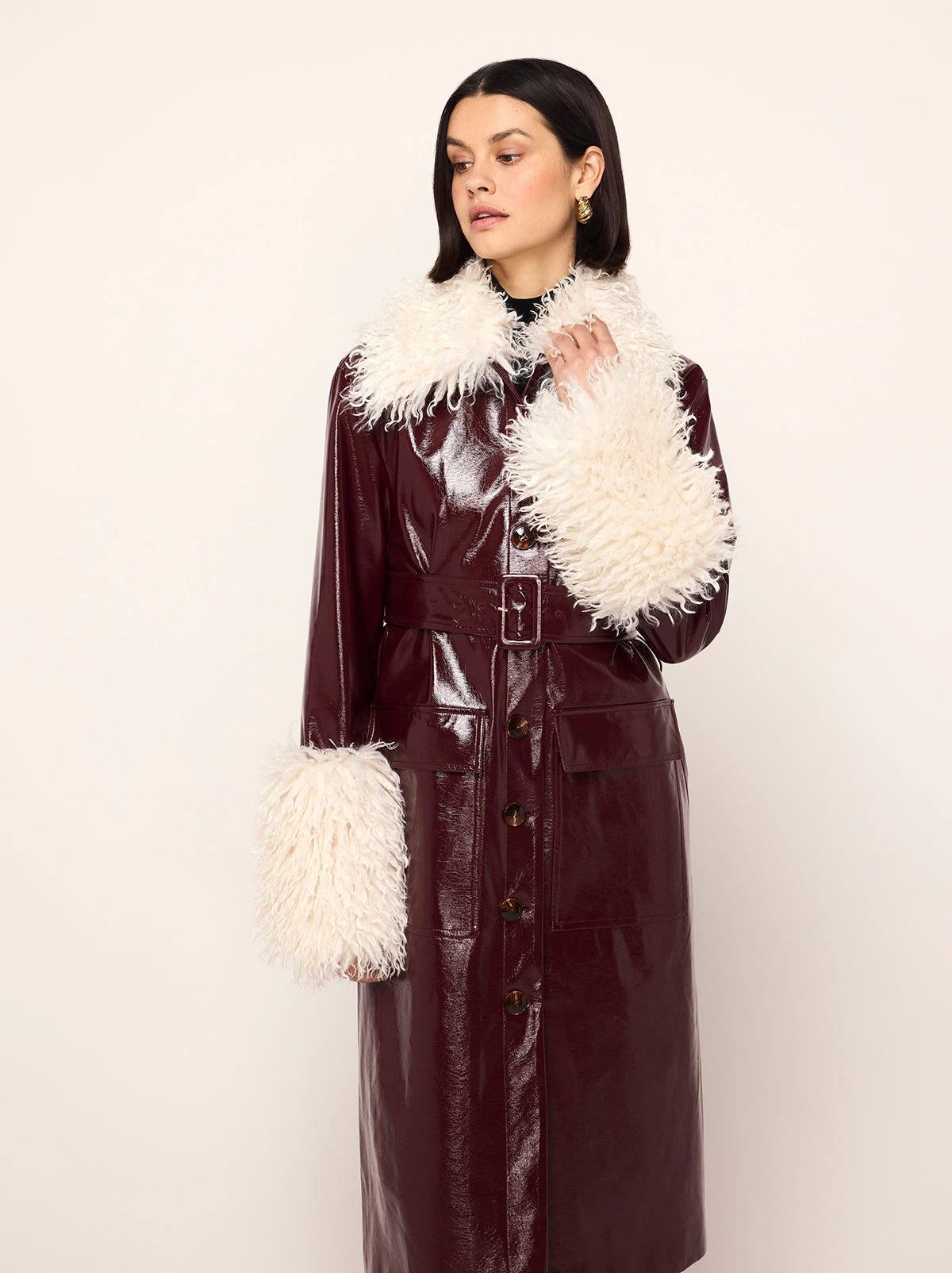 Simone Burgundy Vinyl Coat 4 Simone Burgundy Vinyl Coat - Image 4