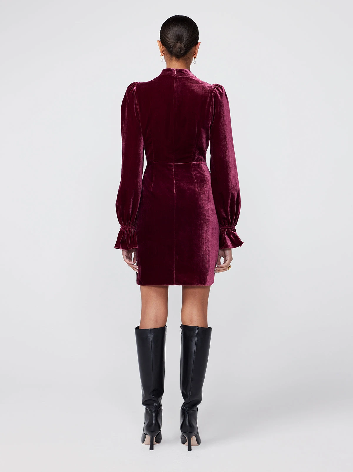 Valentina Burgundy Velvet Mini Dress 4 Valentina Burgundy Velvet Mini Dress - Image 4