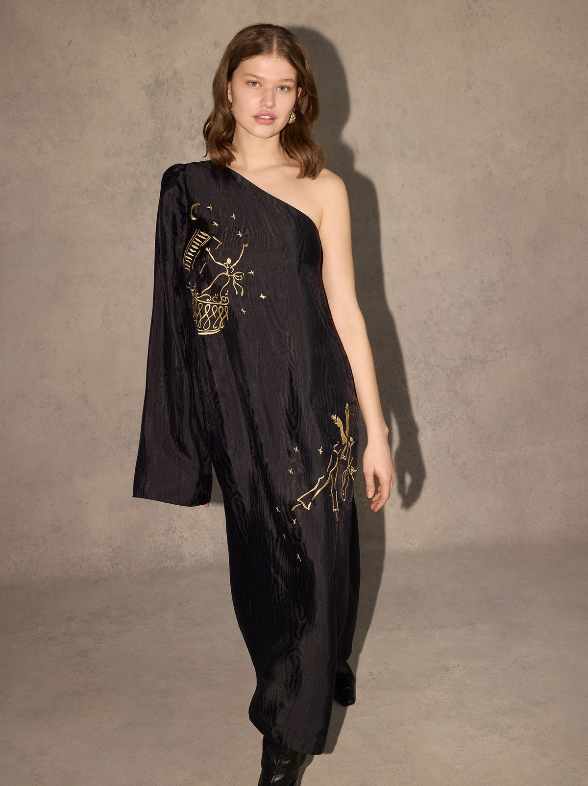 Vavara Black Opera Embroidered One Shoulder Maxi Dress 6 Vavara Black Opera Embroidered One Shoulder Maxi Dress - Image 6