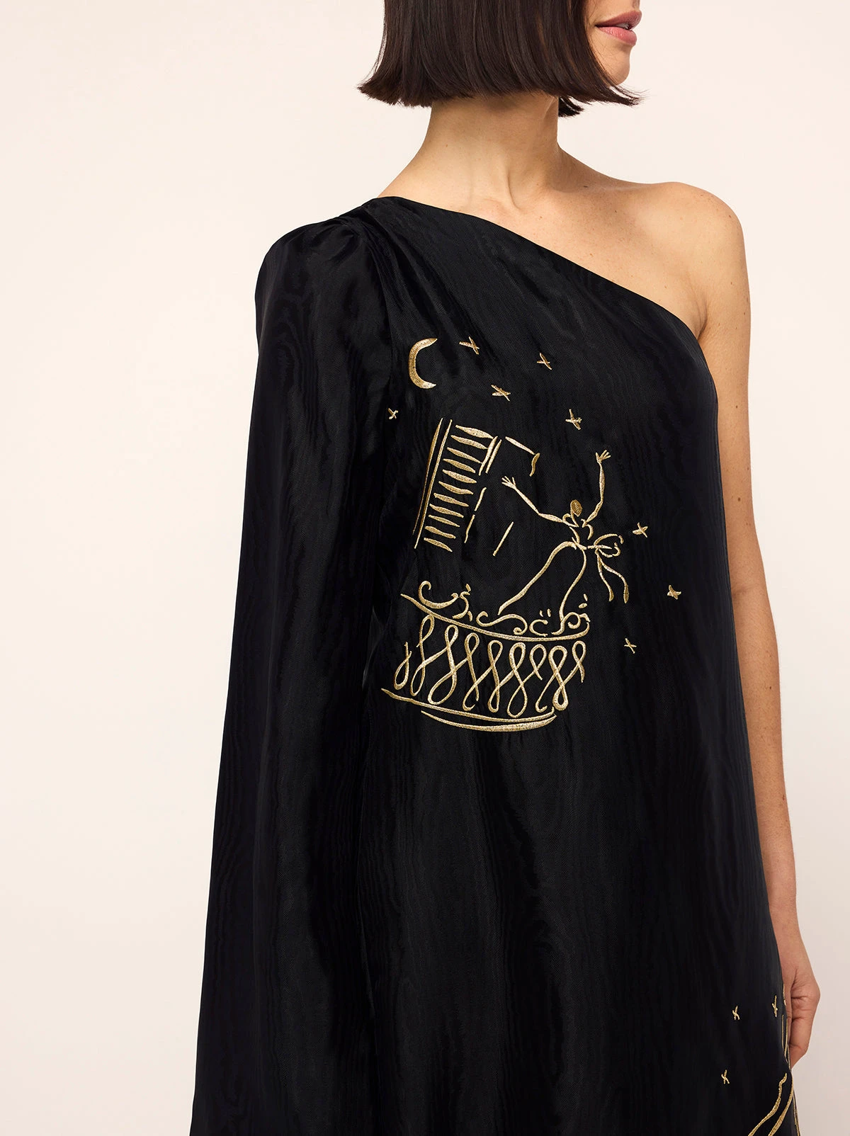 Vavara Black Opera Embroidered One Shoulder Maxi Dress 2 Vavara Black Opera Embroidered One Shoulder Maxi Dress - Image 2