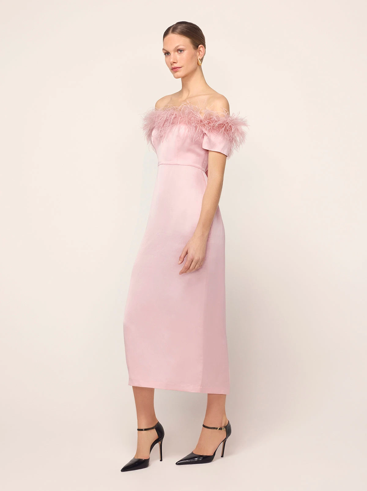 Vivien Pink Feather Midi Dress 5 Vivien Pink Feather Midi Dress - Image 5